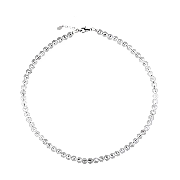 Collar Cristal de roca, cuentas (6mm), rodinado, alargador de cadena, suelto | Marco Schreier
