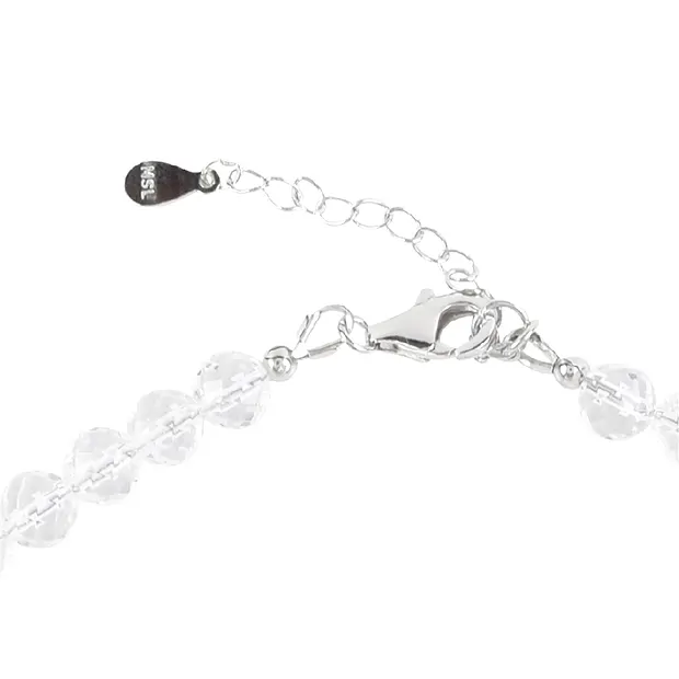 Rock Crystal necklace, beads (6mm), faceted, rhodiniert | Marco Schreier