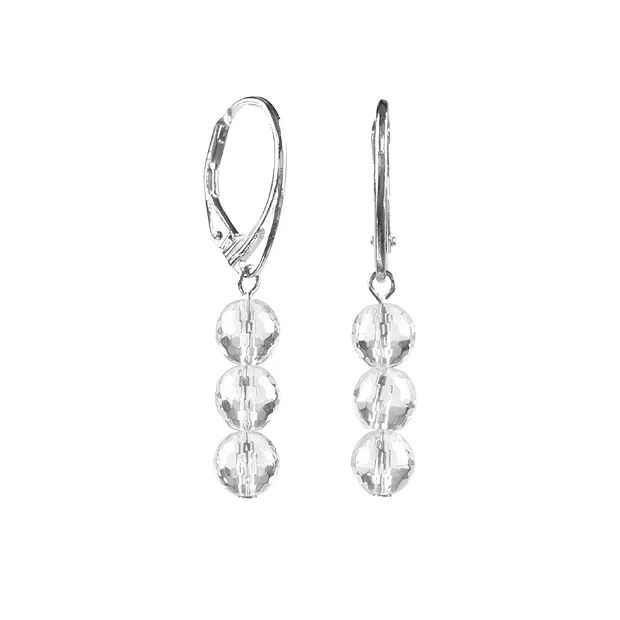 Rock Crystal necklace, beads (6mm), faceted, rhodiniert | Marco Schreier
