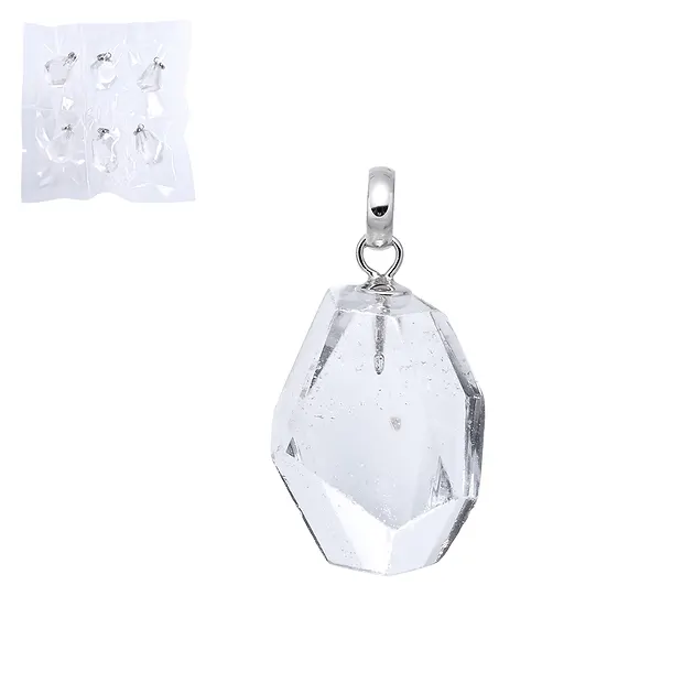 Pendentif Cristal de roche, facetté, 2,8 - 3,5cm, rhodié (6 pcs/UV) | Marco Schreier