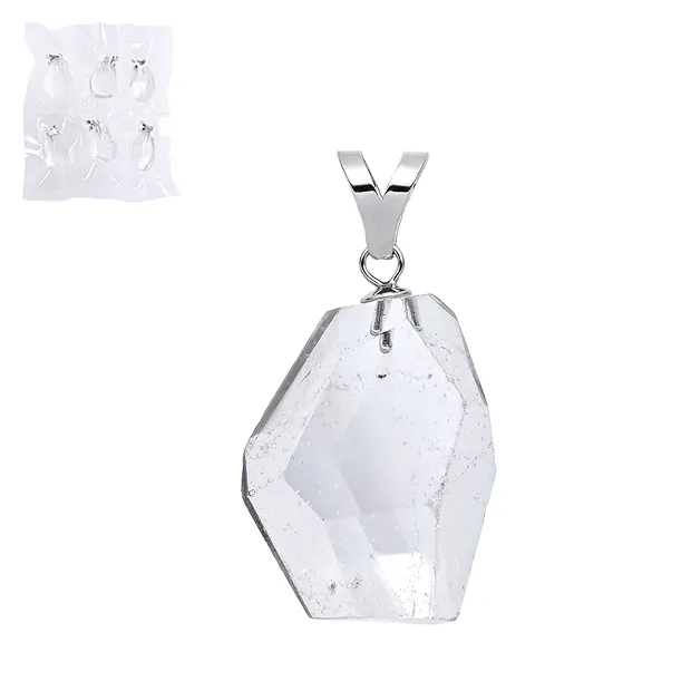Pendentif Cristal de roche, Pierre roulée à facettes, grand, rhodié (6 pcs/UC) | Marco Schreier