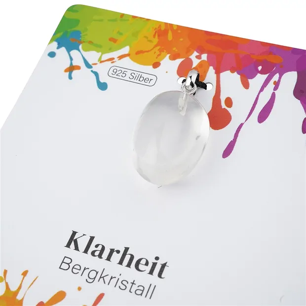 Anhänger Bergkristall, Trommelstein klein, rhodiniert | Marco Schreier