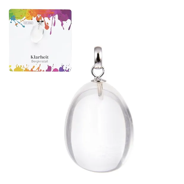 Pendentif Cristal de roche, Pierre roulée petite, rhodié | Marco Schreier