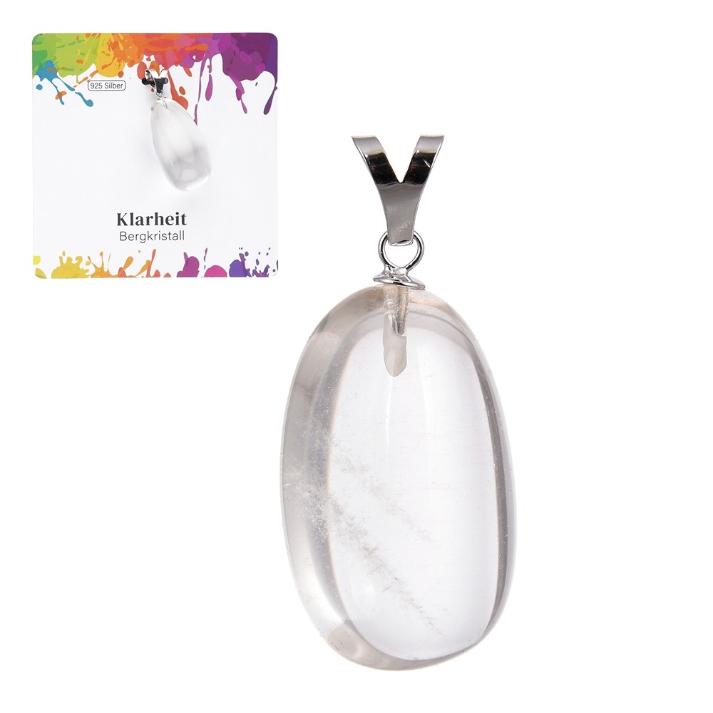 Pendentif Cristal de roche, Pierre roulée grande, rhodié  | Marco Schreier