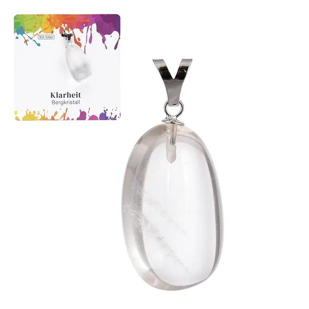 Rock Crystal pendant, large Tumbled Stone, rhodiniert | Marco Schreier