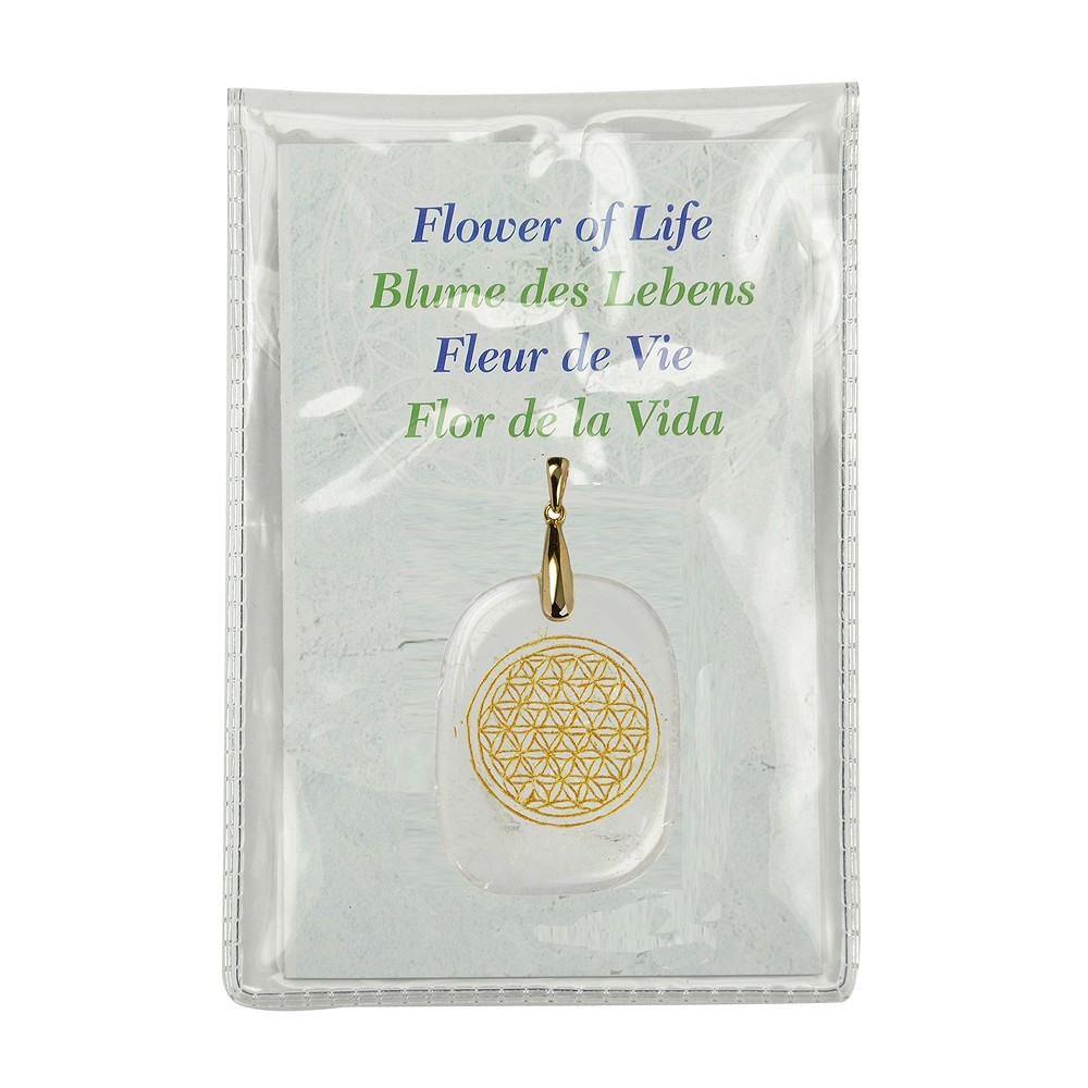 Anhänger Blume des Lebens Bergkristall, Silber vergoldet | Marco Schreier