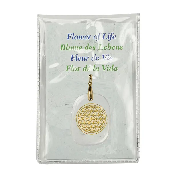 Pendentif Fleur de vie Cristal de roche, Argent doré | Marco Schreier