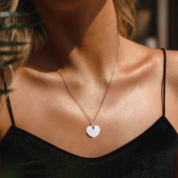 Rock Crystal pendant, heart (28mm), 4.2cm, rhodiniert | Marco Schreier
