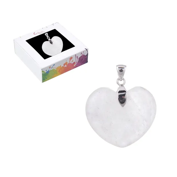 Rock Crystal pendant, heart (28mm), 4.2cm, rhodiniert | Marco Schreier