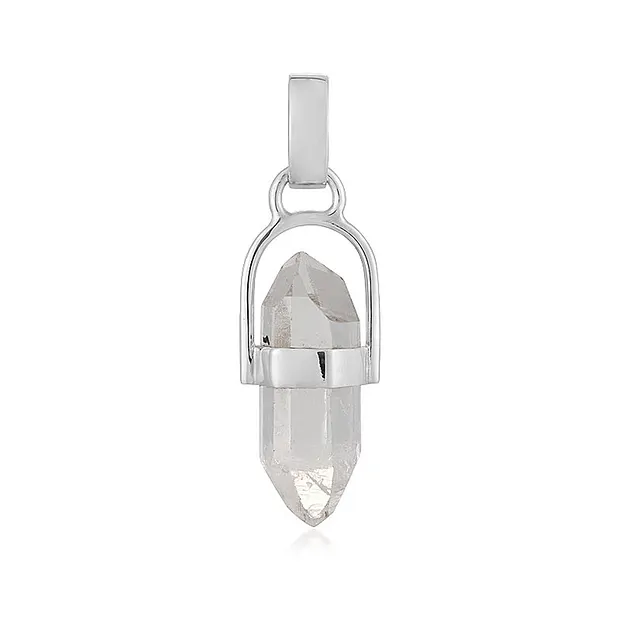 Anhänger Bergkristall Doppelender (21mm), 3,2cm, platiniert | Marco Schreier