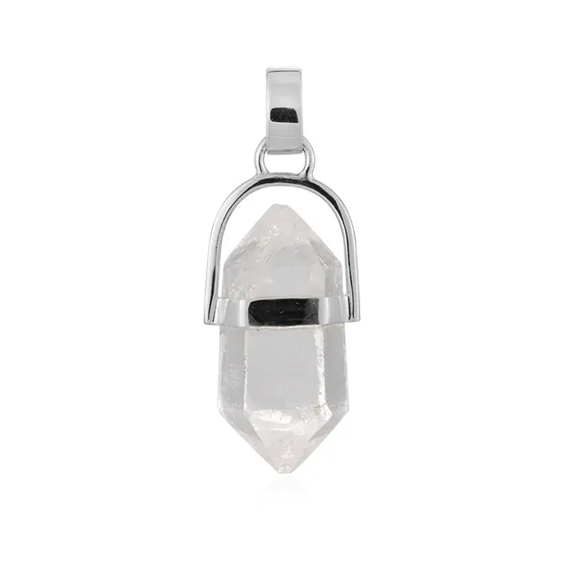 Colgante Cristal de roca (doble punta) (26 mm), 3,6 cm, platinado | Marco Schreier