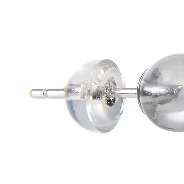 Rock Crystal Earstuds, sphere, 4mm, rhodiniert | gems, healing stones & jewelry