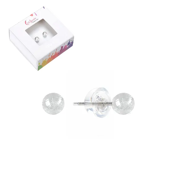 Clous d'oreilles Cristal de roche, boule, 4mm, rhodié | Marco Schreier
