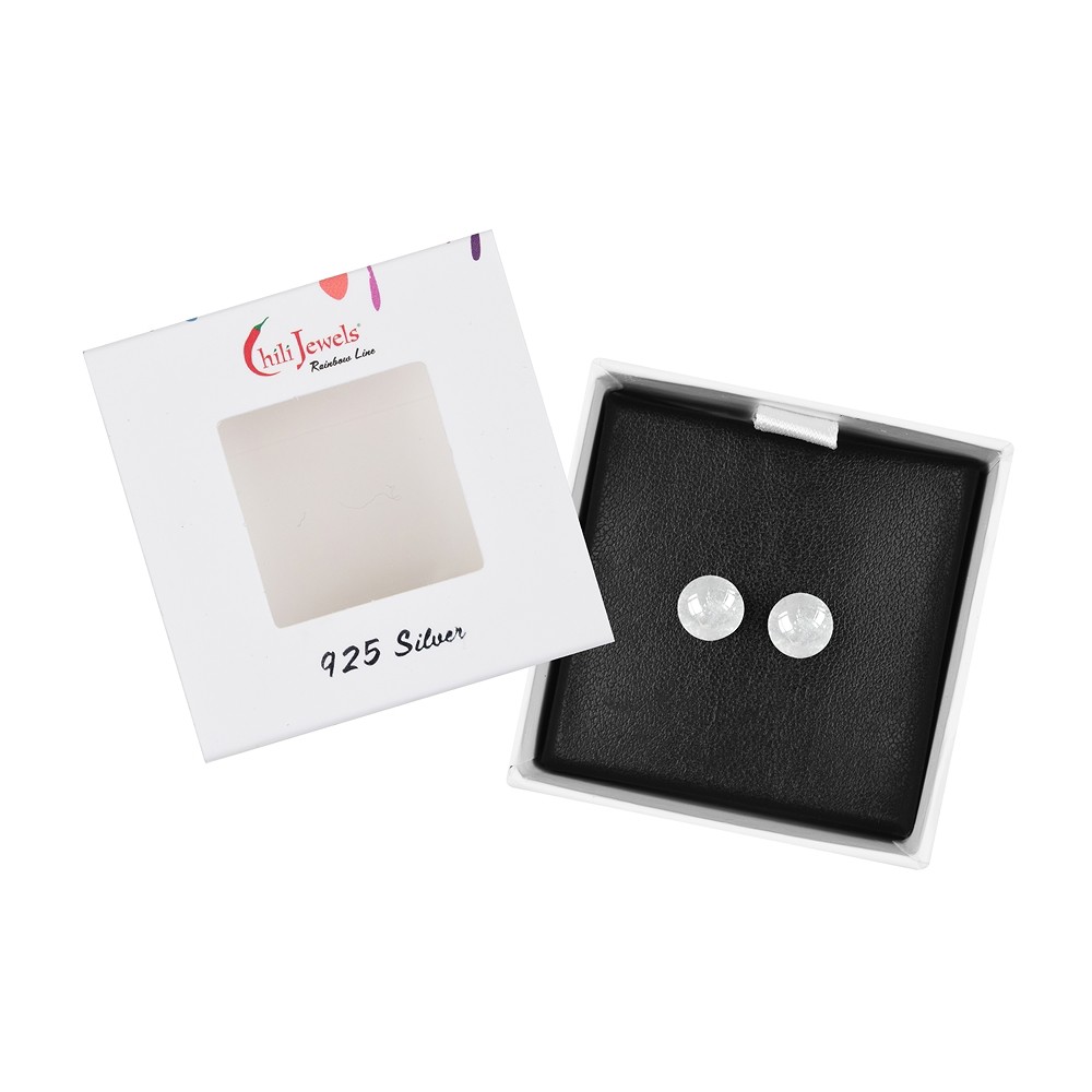 Clous d'oreilles Cristal de roche, boule, 6mm, rhodié | Marco Schreier