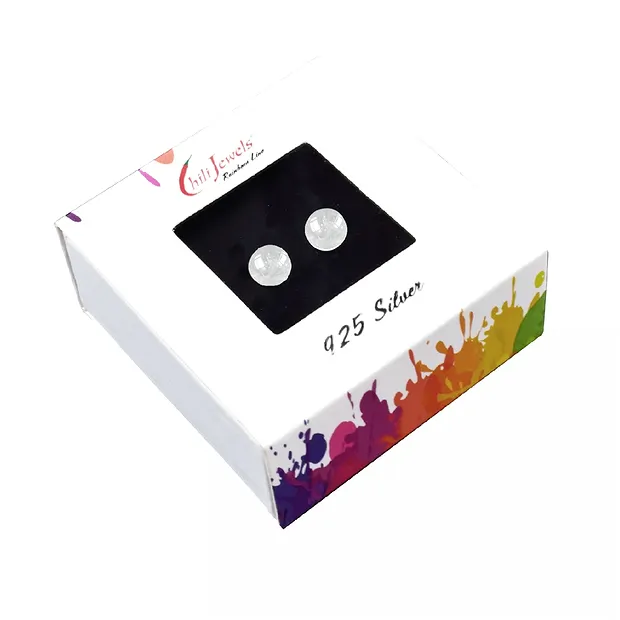 Rock Crystal Earstuds, sphere, 6mm, rhodiniert | gems, healing stones & jewelry