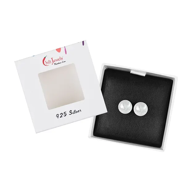 Rock Crystal Earstuds, sphere, 8mm, rhodiniert | gems, healing stones & jewelry