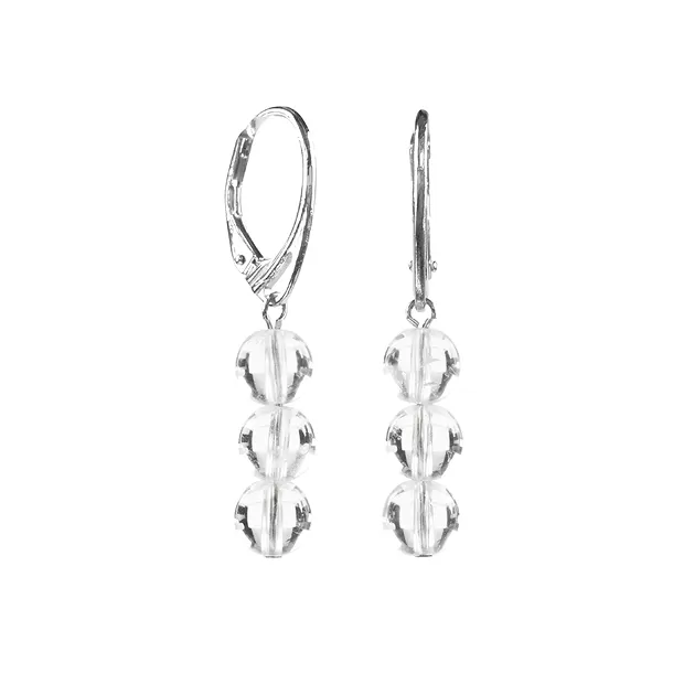 Boucles d'oreilles avec crochets Cristal de roche boules de 6mm, en vrac | Marco Schreier