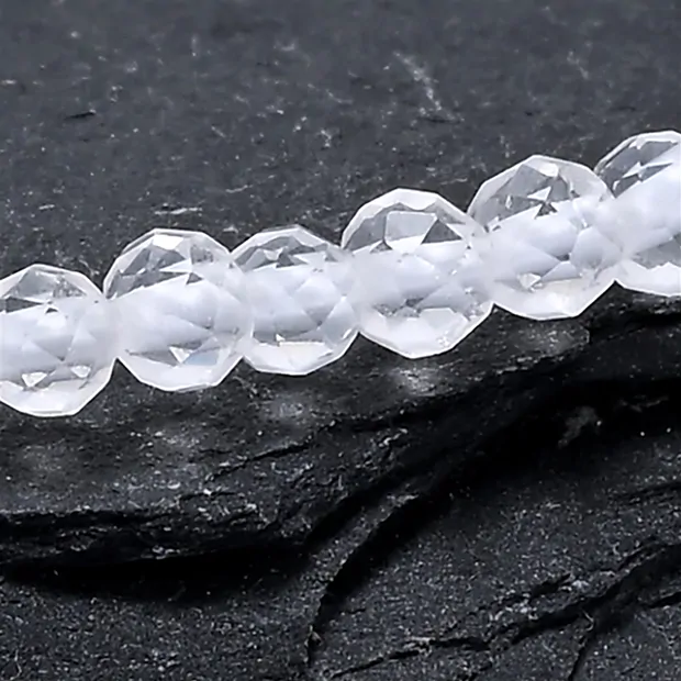 Bracelet, Rock Crystal, 03mm beads, faceted, 14cm (short) | Marco Schreier