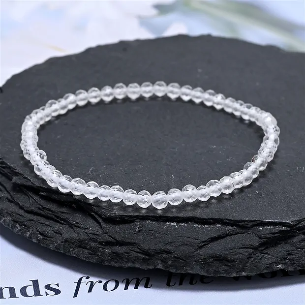 Bracelet, Rock Crystal, 03mm beads, faceted, 14cm (short) | Marco Schreier