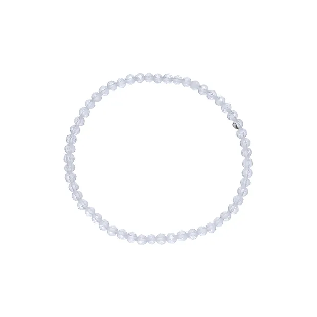 Bracelet, Cristal de roche, 03mm boules, facettes, 14cm (court) | Marco Schreier