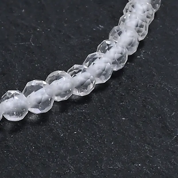 Bracelet, Cristal de roche, 03mm boules, facettes, 19cm | Marco Schreier