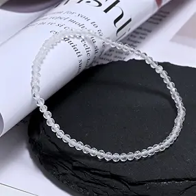 Pulsera, Cristal de roca, cuentas de 03mm, facetadas, 19cm | Marco Schreier