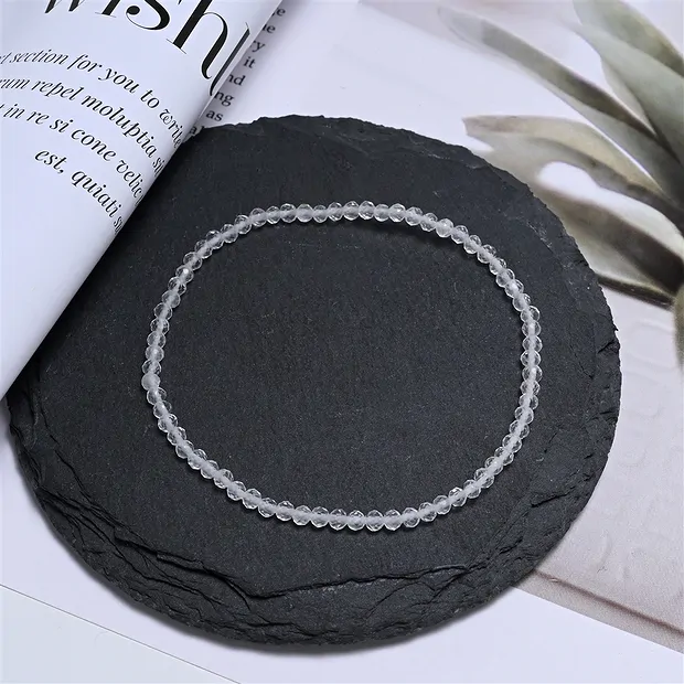 Armband, Bergkristall, 03mm Kugeln, facettiert, 19cm | Marco Schreier