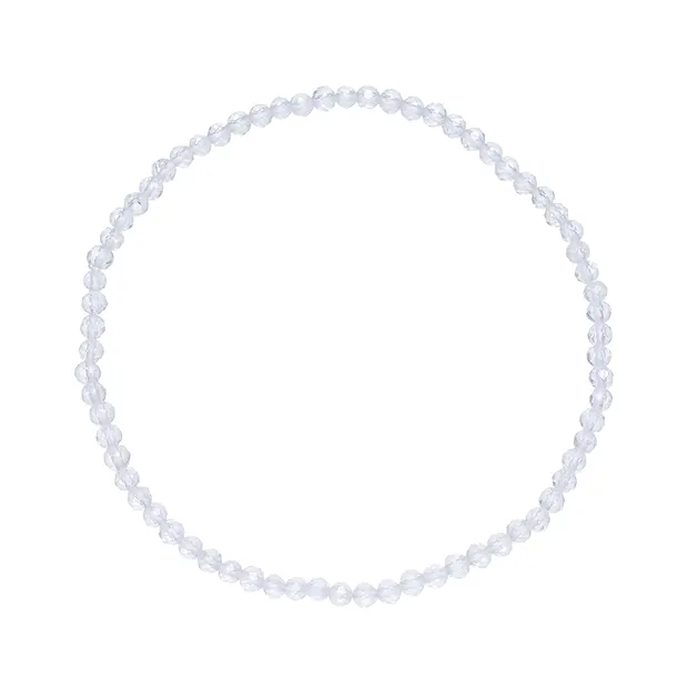 Bracelet, Cristal de roche, 03mm boules, facettes, 19cm | Marco Schreier
