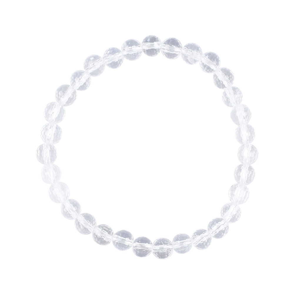Bracelet, Rock Crystal, 06mm beads, faceted | wholesaler gems & healing stones
