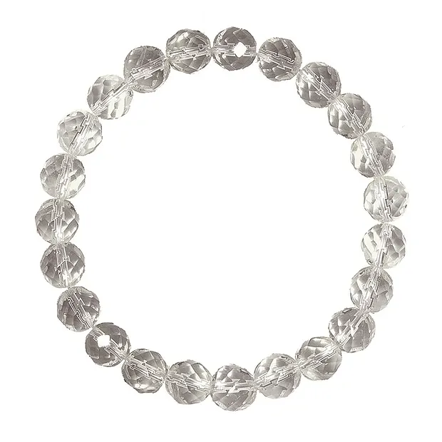 Bracelet, Cristal de roche, 08mm boules, facettées | Marco Schreier