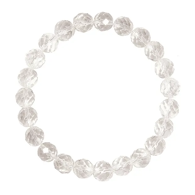 Pulsera, Cristal de roca, cuentas de 08mm, facetadas | Marco Schreier