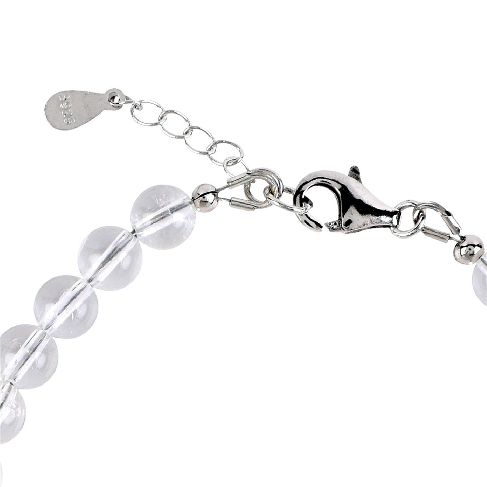 Bracelet Rock Crystal, 6mm beads, extension chain, rhodiniert | Marco Schreier