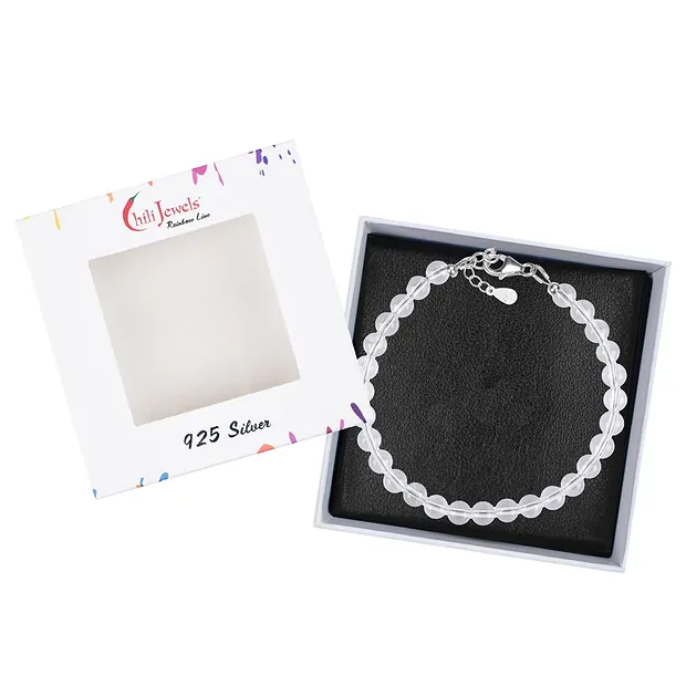 Bracelet Rock Crystal, 6mm beads, extension chain, rhodiniert | Marco Schreier