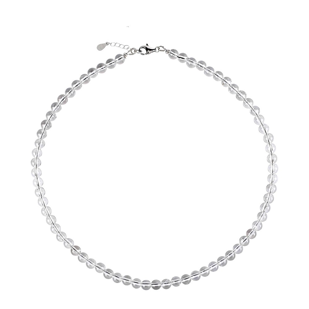 Bracelet Rock Crystal, 6mm beads, extension chain, rhodiniert | Marco Schreier