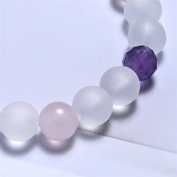 Bracciale, Cristallo di rocca, ametista, quarzo rosa, perline da 08 mm | Marco Schreier