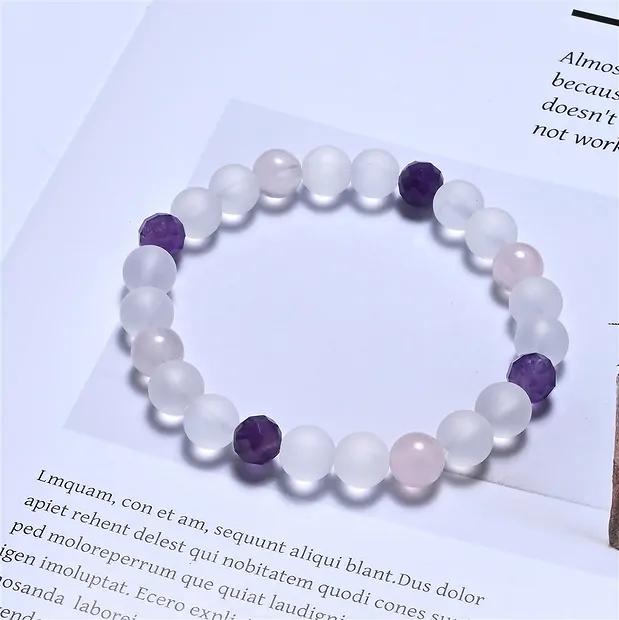 Armband, Bergkristall, Amethyst, Rosenquarz, 08mm Kugeln | Marco Schreier