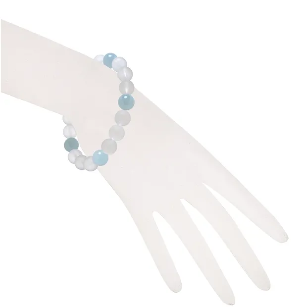 Bracelet, Rock Crystal, Aquamarine, 10mm beads | gems, healing stones & jewelry