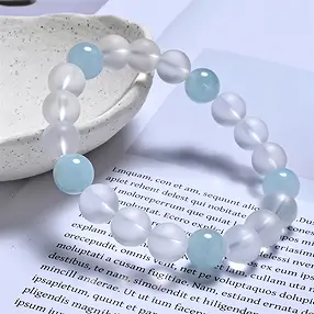 Armband, Bergkristall, Aquamarin, 10mm Kugeln | Edelsteine, Heilsteine & Schmuck