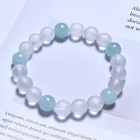 Armband, Bergkristall, Aquamarin, 10mm Kugeln | Edelsteine, Heilsteine & Schmuck