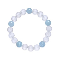 0603565652 Bracelet, Cristal de roche, Aigue-marine, perles en rondes 10mm | Marco Schreier