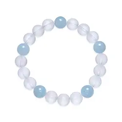 0603565652 Bracelet, Cristal de roche, Aigue-marine, perles en rondes 10mm | Marco Schreier