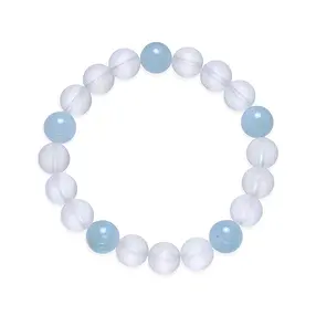 Armband, Bergkristall, Aquamarin, 10mm Kugeln | Edelsteine, Heilsteine & Schmuck