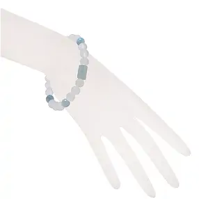 Pulsera, Cristal de roca, Aguamarina, 08mm cuentas | Marco Schreier