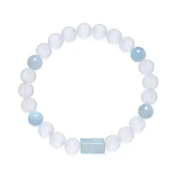 0603566652 Bracelet, Rock Crystal, Aquamarine, 08mm beads | gems, healing stones & jewelry