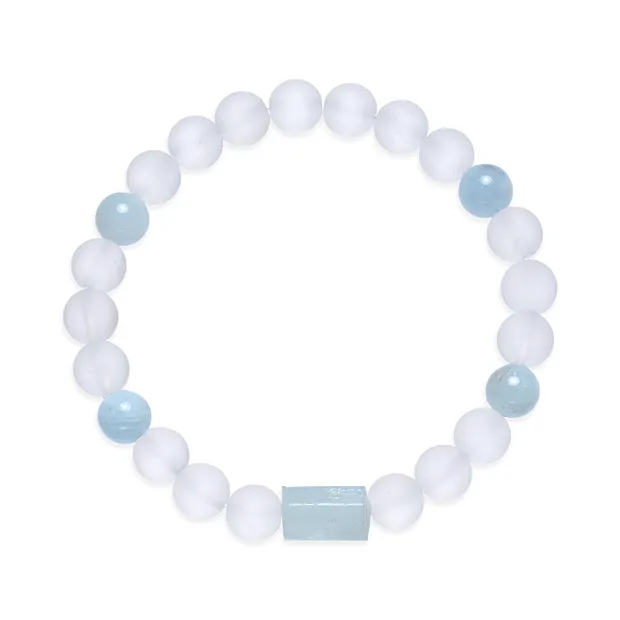 Armband, Bergkristall, Aquamarin, 08mm Kugeln | Edelsteine, Heilsteine & Schmuck