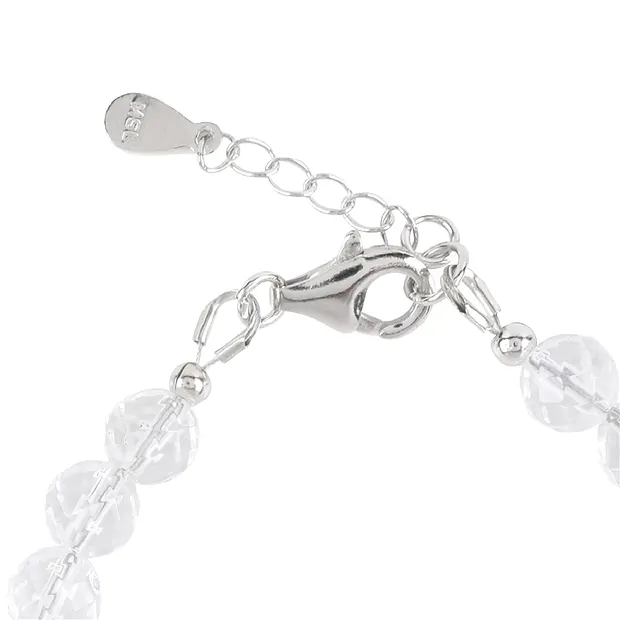 Bracelet en cristal de roche, boules (6mm), facettes, rhodié | Marco Schreier