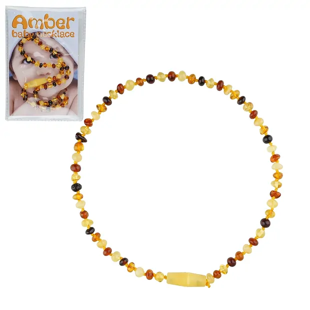 Collier d'ambre pour bébés, perles baroques multicolores, Fermoir de sécurité | Marco Schreier