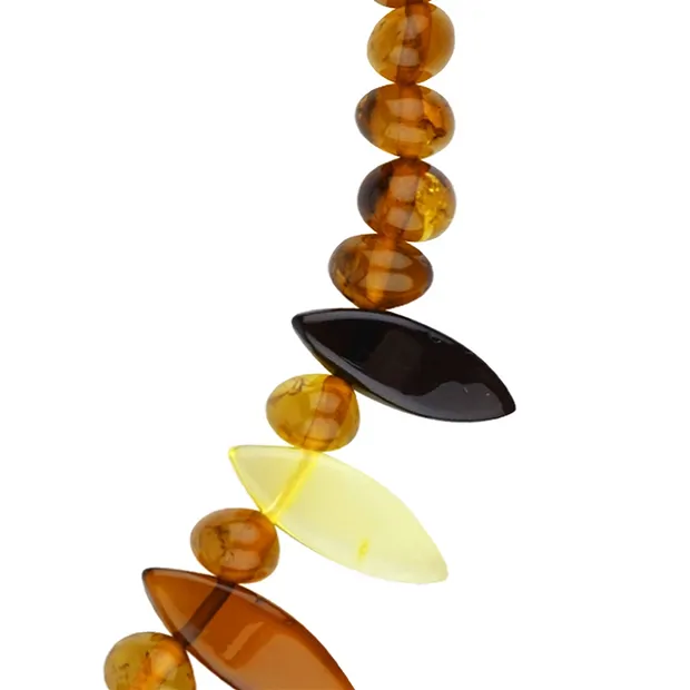 Kette Bernstein, Modell 12121, Kugeln, Navette, 45cm | Marco Schreier