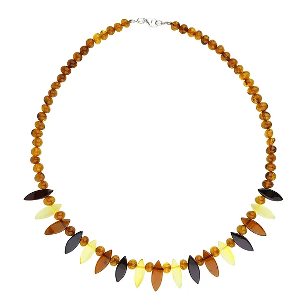 Kette Bernstein, Modell 12121, Kugeln, Navette, 45cm | Marco Schreier