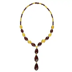 0603617005 Necklace Amber beads, faceted ovals, drops, 45cm | Marco Schreier